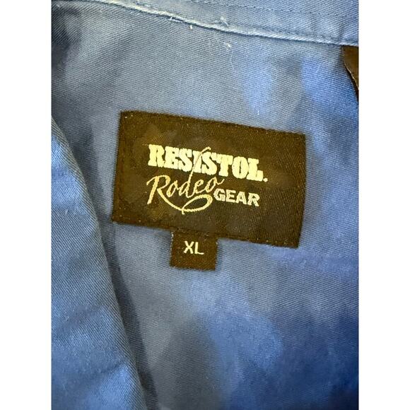 RESISTOL Rodeo Gear Blue S/S Button Down Western Shirt size XL - Picture 6 of 9